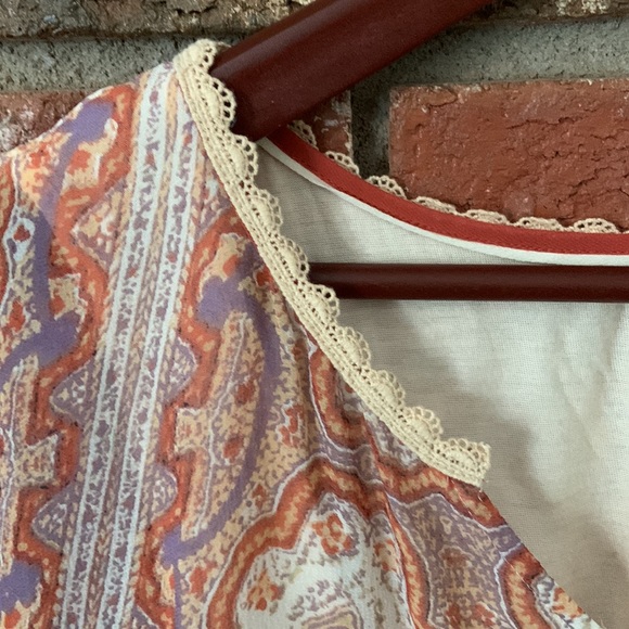 EUC🔹️Maeve Coral Orange Nalina Paisley Poncho Top - Picture 4 of 8